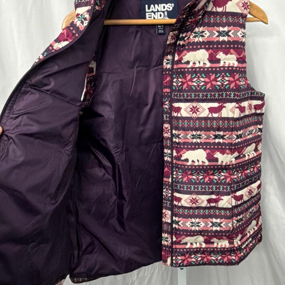 Lands End Vest Womens Medium Tall Down Puffer Purple - Picture 5 of 10